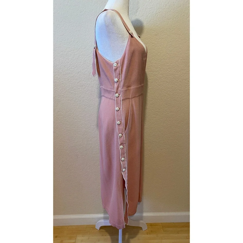 Rag & Bone Midi Dress Size 2 Pink Pinafore Button Side Textured Cottage Festival